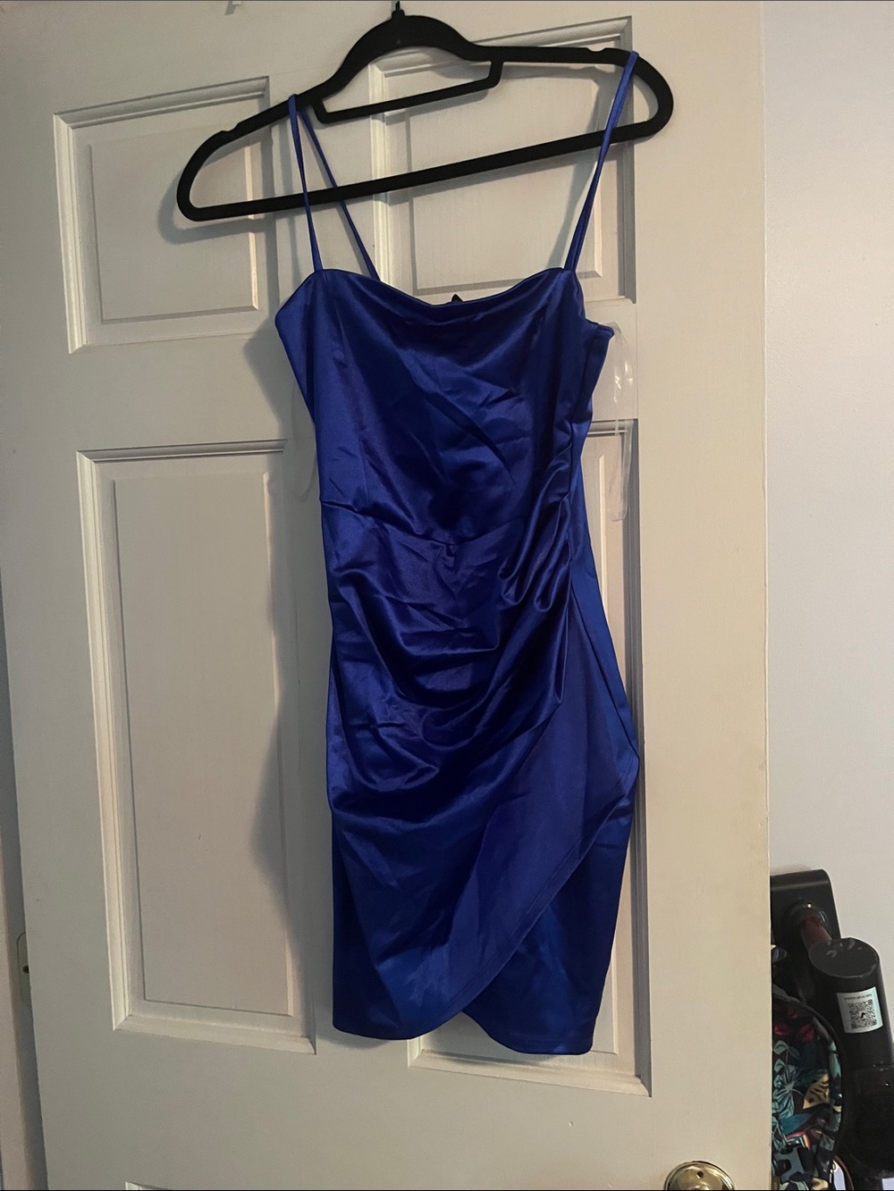 Windsor Royal Blue Satin Mini Dress with Spaghetti Straps
